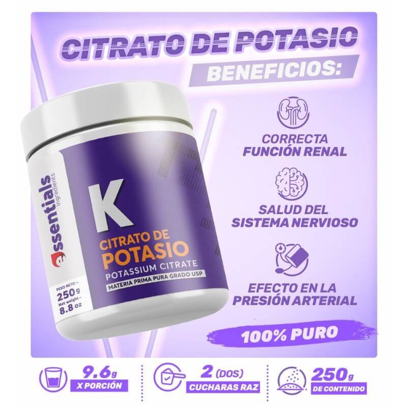 Citrato De Potasio x 250 g Essentials
