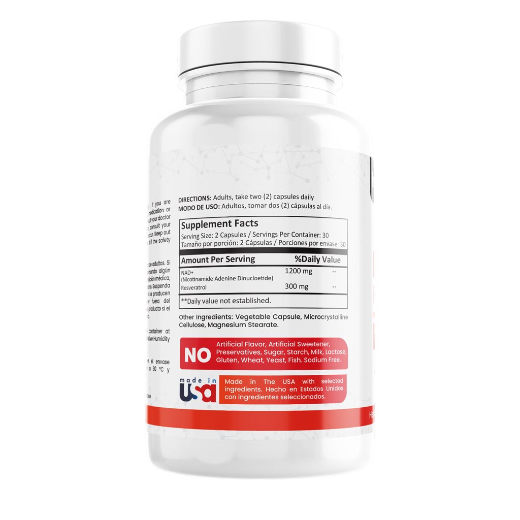 NAD+ Resveratrol x 60 cápsulas Herbalic – Energía Celular, Longevidad y Rendimiento Mental - Image 2